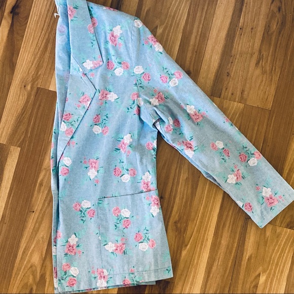 Vintage cotton denim floral print blazer M - Picture 14 of 15